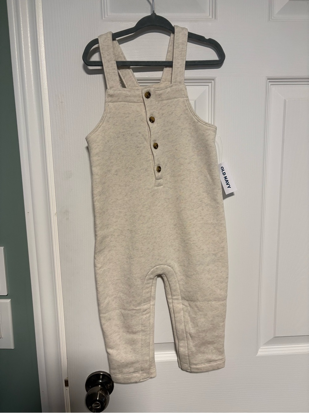 Old Navy Cream Knit Infant Overalls with Button Front